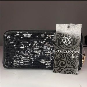 Black sequin wallet
